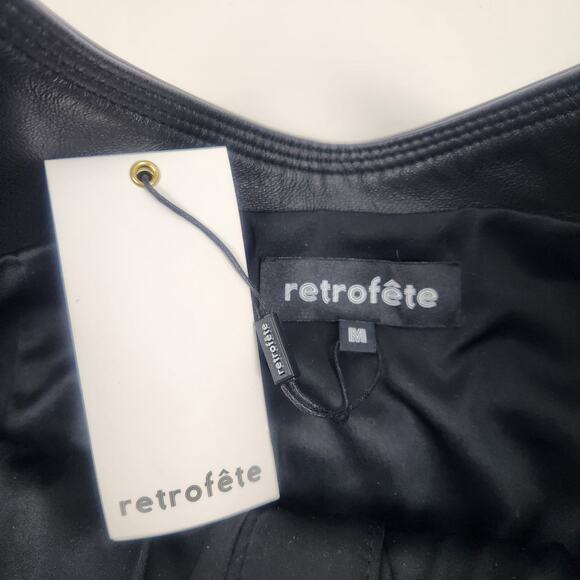 Retrofete Fae Patchwork Skirt Black Lamb Leather Goat Suede Size Medium NWT - Picture 9 of 11